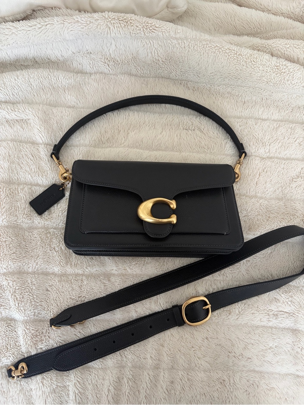 Coach Black Leather Tabby 26 Shoulder Bag with Gold Hardware